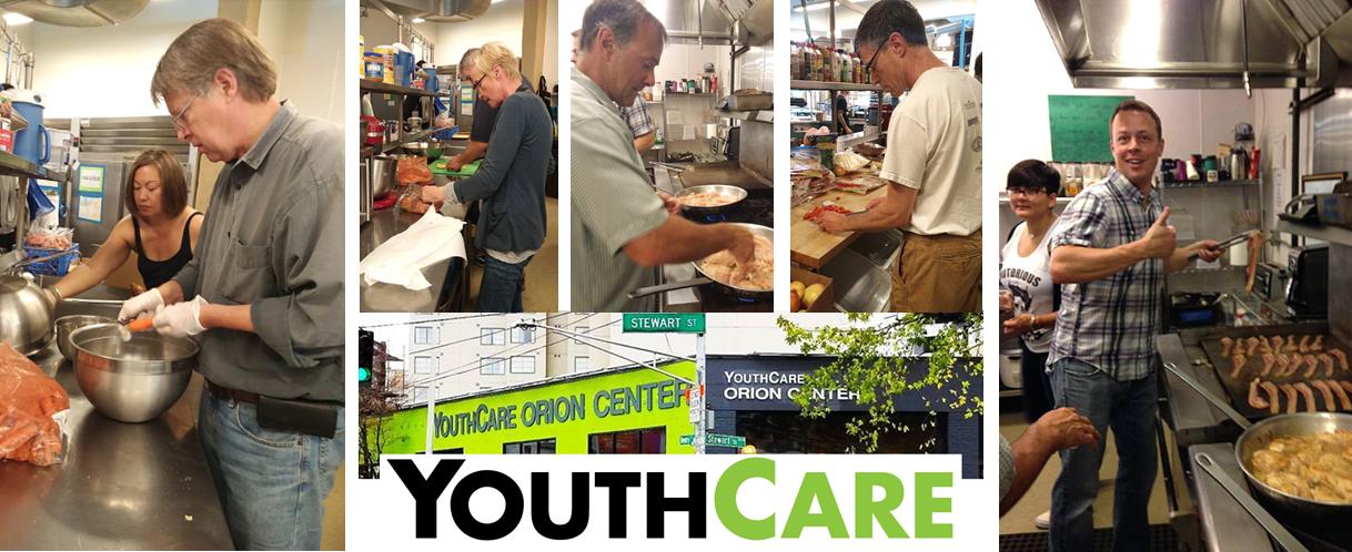 Northgate office brokers and staff cooking lunch at Youthcare